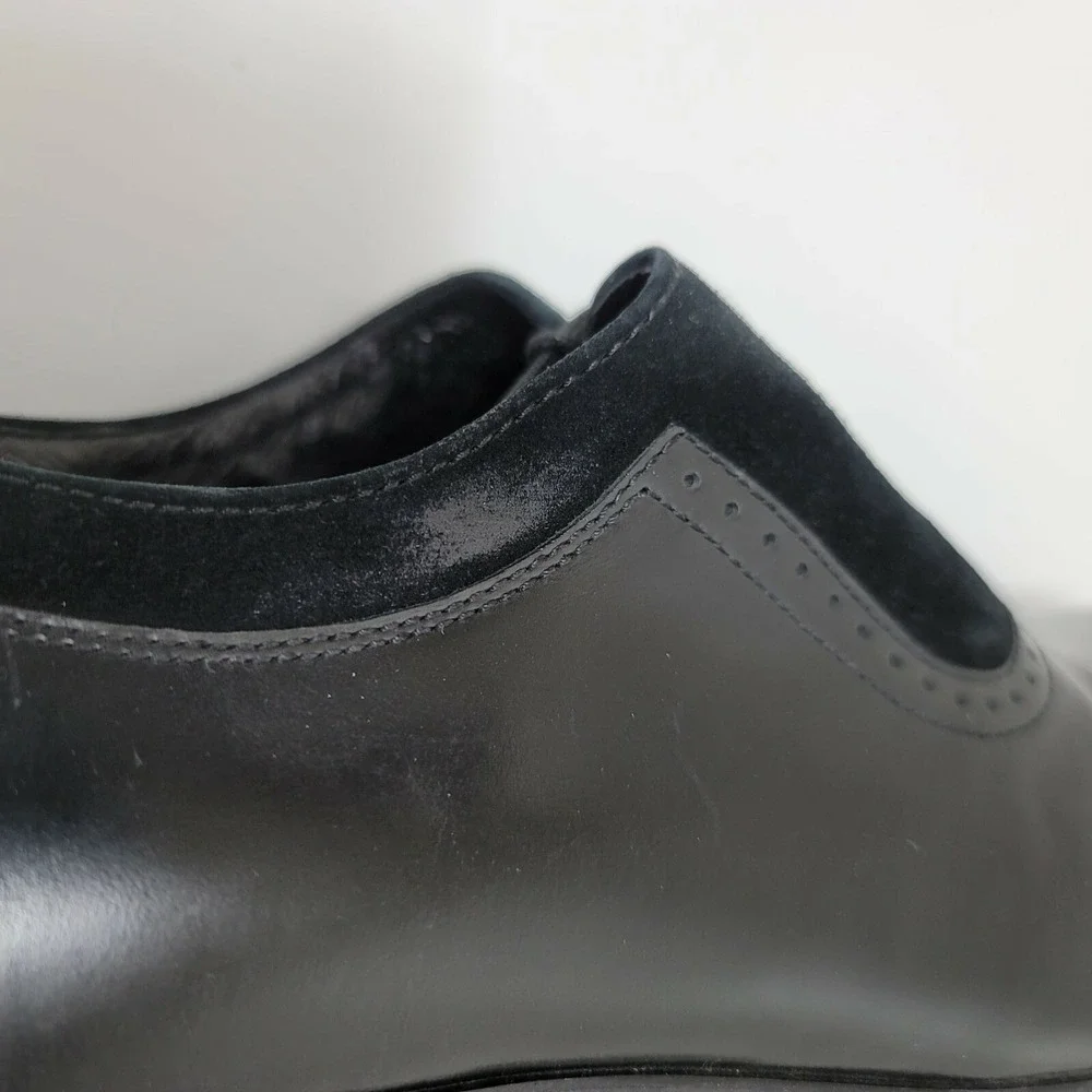 Dune London Resolute Mens Black Leather Suede Cap Toe Oxford Dress Shoes 42 9M